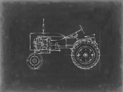 Framed Tractor Blueprint III Print