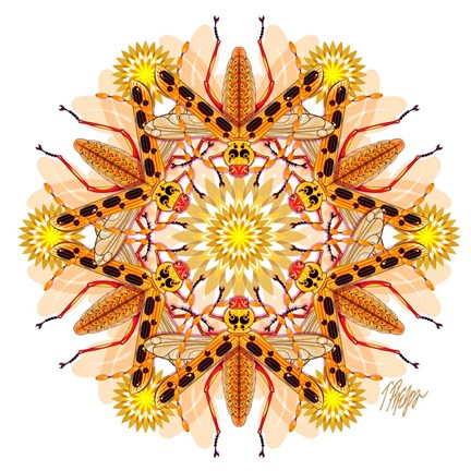 Framed Tan Longhorn Beetle Mandala Print