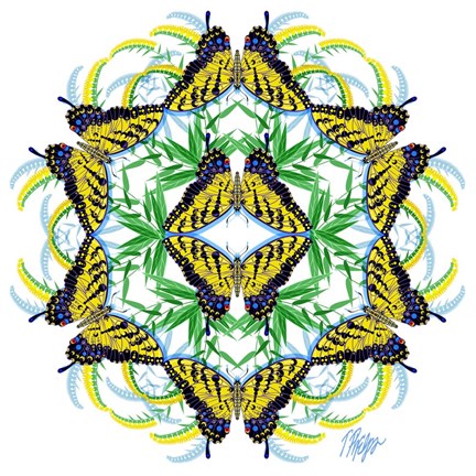 Framed Goldenrod Swallowtail Mandala Print