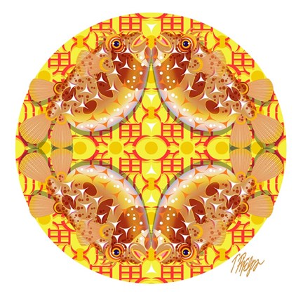 Framed Japanese Pufferfish Mandala Print