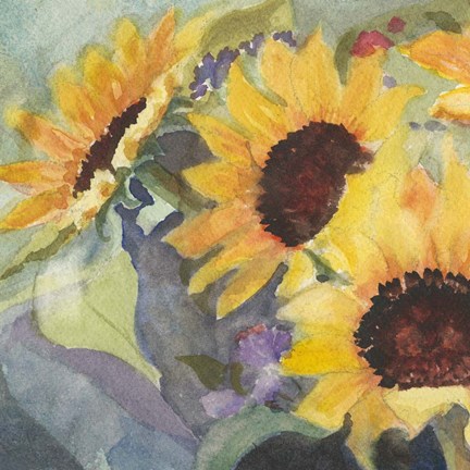 Framed Sunflowers in Watercolor I Print