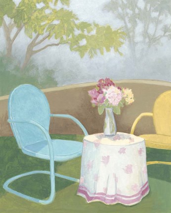 Framed Garden Conversation I Print