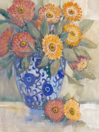 Framed Oriental Bouquet I Print