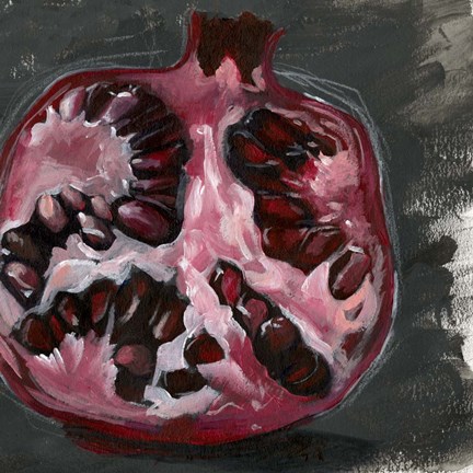Framed Pomegranate Study on Black II Print
