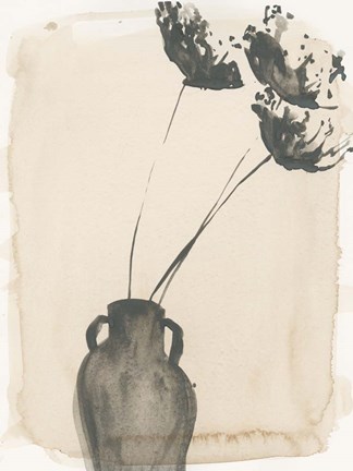 Framed Grey Garden Vase I Print