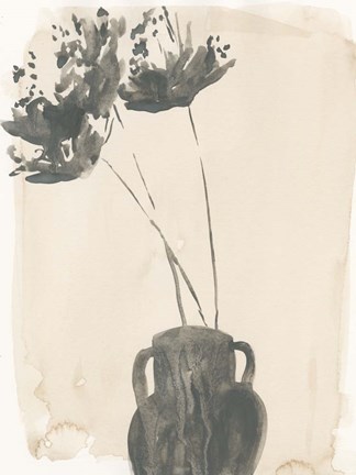 Framed Grey Garden Vase II Print