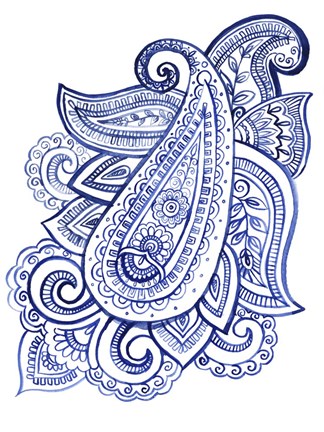 Framed Indigo Paisley III Print