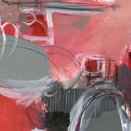 Framed Red &amp; Gray Abstract I Print