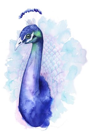 Framed Bejeweled Peacock II Print