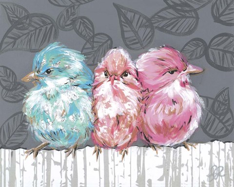 Framed Bird Trio I Print