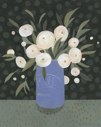 Framed Mason Jar Bouquet I Print