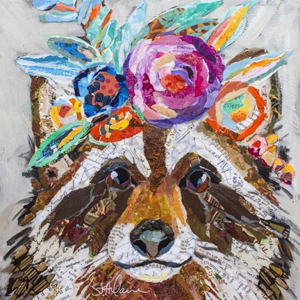 Framed Raccoon Floral Print