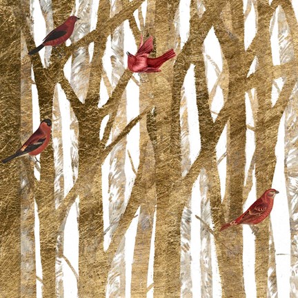 Framed Red Bird Christmas I Print