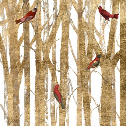 Framed Red Bird Christmas II Print