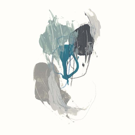 Framed Teal Gesture III Print