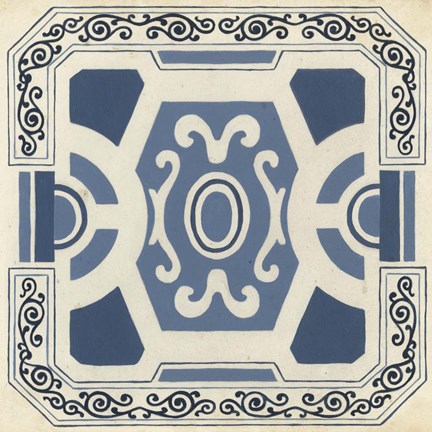 Framed Indigo Motif V Print