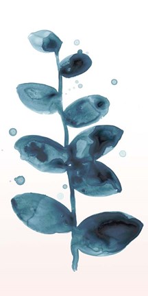 Framed Stems in Indigo III Print