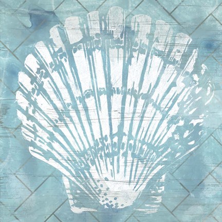 Framed Cerulean Shell I Print