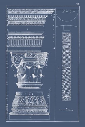Framed Column &amp; Cornice Blueprint I Print