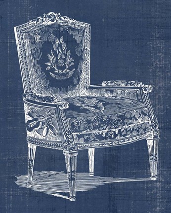 Framed Antique Chair Blueprint I Print
