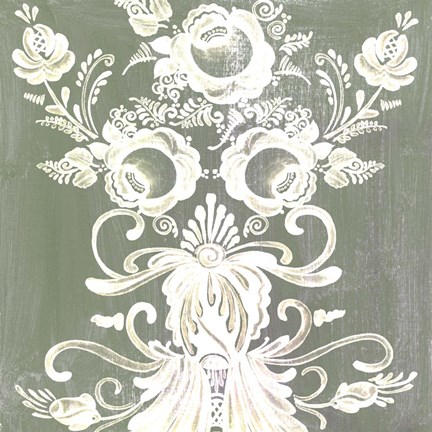 Framed Patinaed Scroll II Print