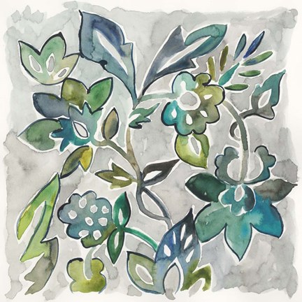 Framed Sapphire Vine I Print