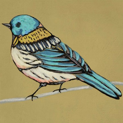 Framed Winged Sketch III on Ochre Print