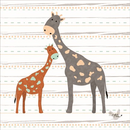 Framed Zoo Animals Giraffes Print
