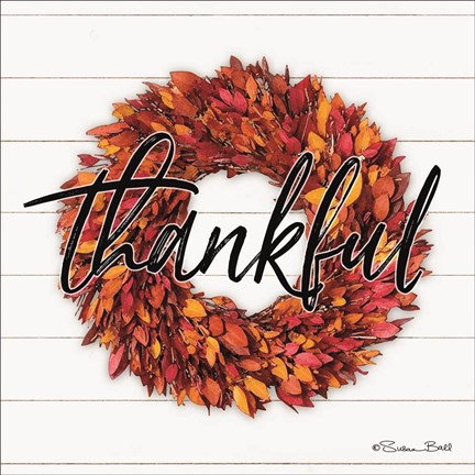 Framed Thankful Wreath Print