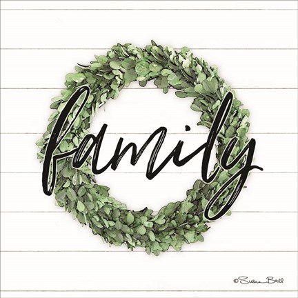 Framed Family Boxwood Wreath Print