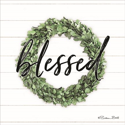 Framed Blessed Boxwood Wreath Print