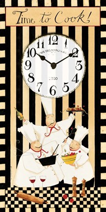 Framed Time to Cook Clock Print