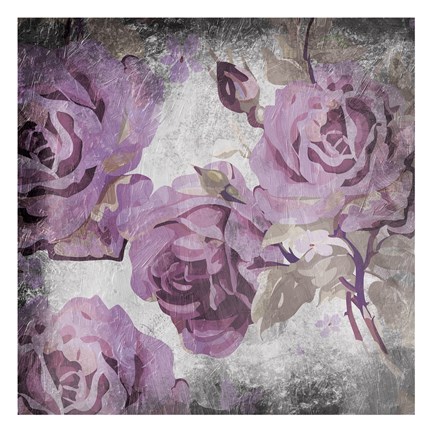 Framed Purple Grey Flowers Print