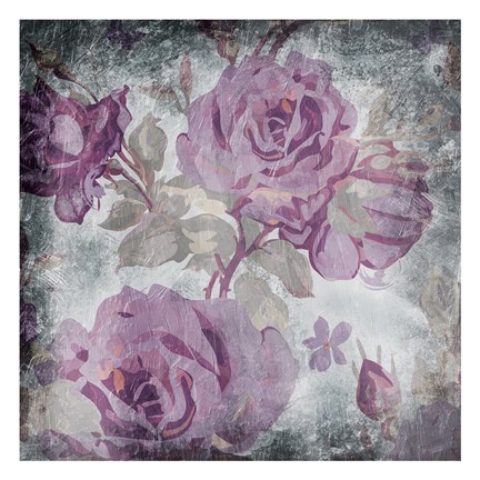 Framed Purple Grey Flowers Mate Print