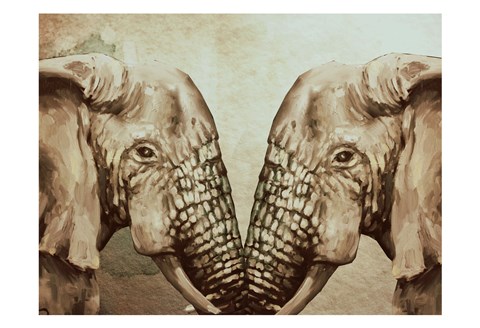 Framed Mirror Elephants Print