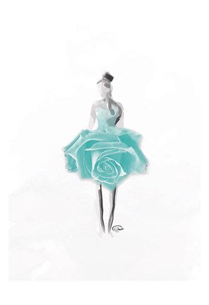 Framed Teal Rose Ballerina Print