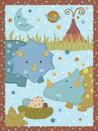 Framed Dino Friends I Print