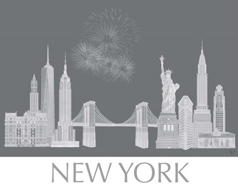 Framed New York Skyline Monochrome Print