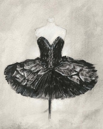 Framed Black Ballet Dress I Print