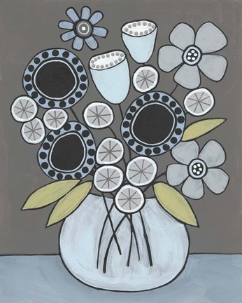 Framed Happy Garden Flowers I Print