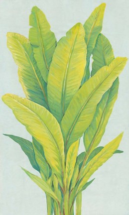 Framed Chartreuse Tropical Foliage I Print