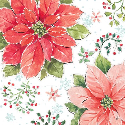 Framed Country Poinsettias III Print
