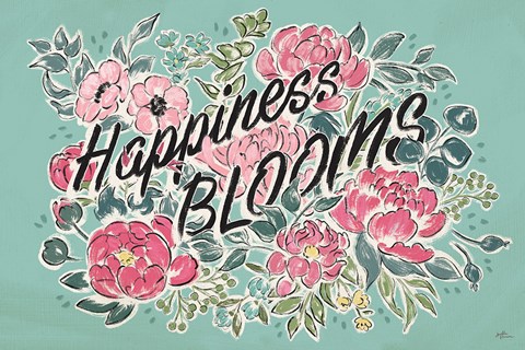 Framed Live in Bloom I Teal Print