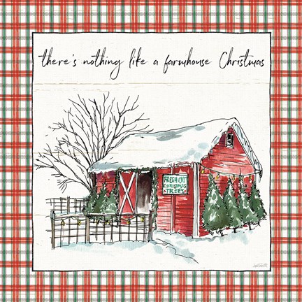 Framed Holiday on the Farm IV Plaid Print