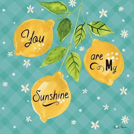 Framed Mellow Yellow V Turquoise Print