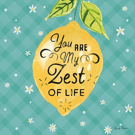 Framed Mellow Yellow III Turquoise Print