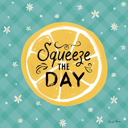 Framed Mellow Yellow II Turquoise Print