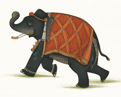 Framed India Elephant II Light Crop Print