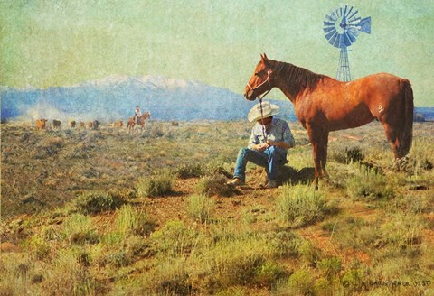 Framed Cowboy On The Range Print
