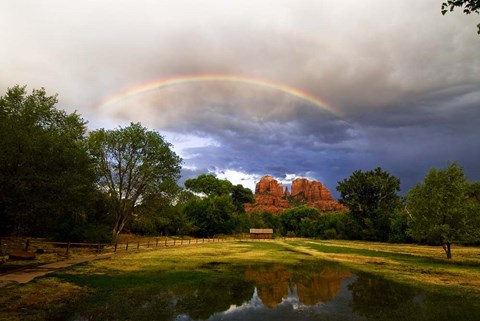 Framed Catherdral Rock Rainbow Sedona Arizona Print